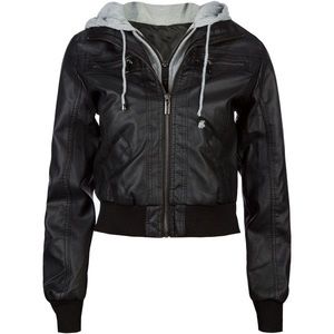 Leather Jacket with Hood